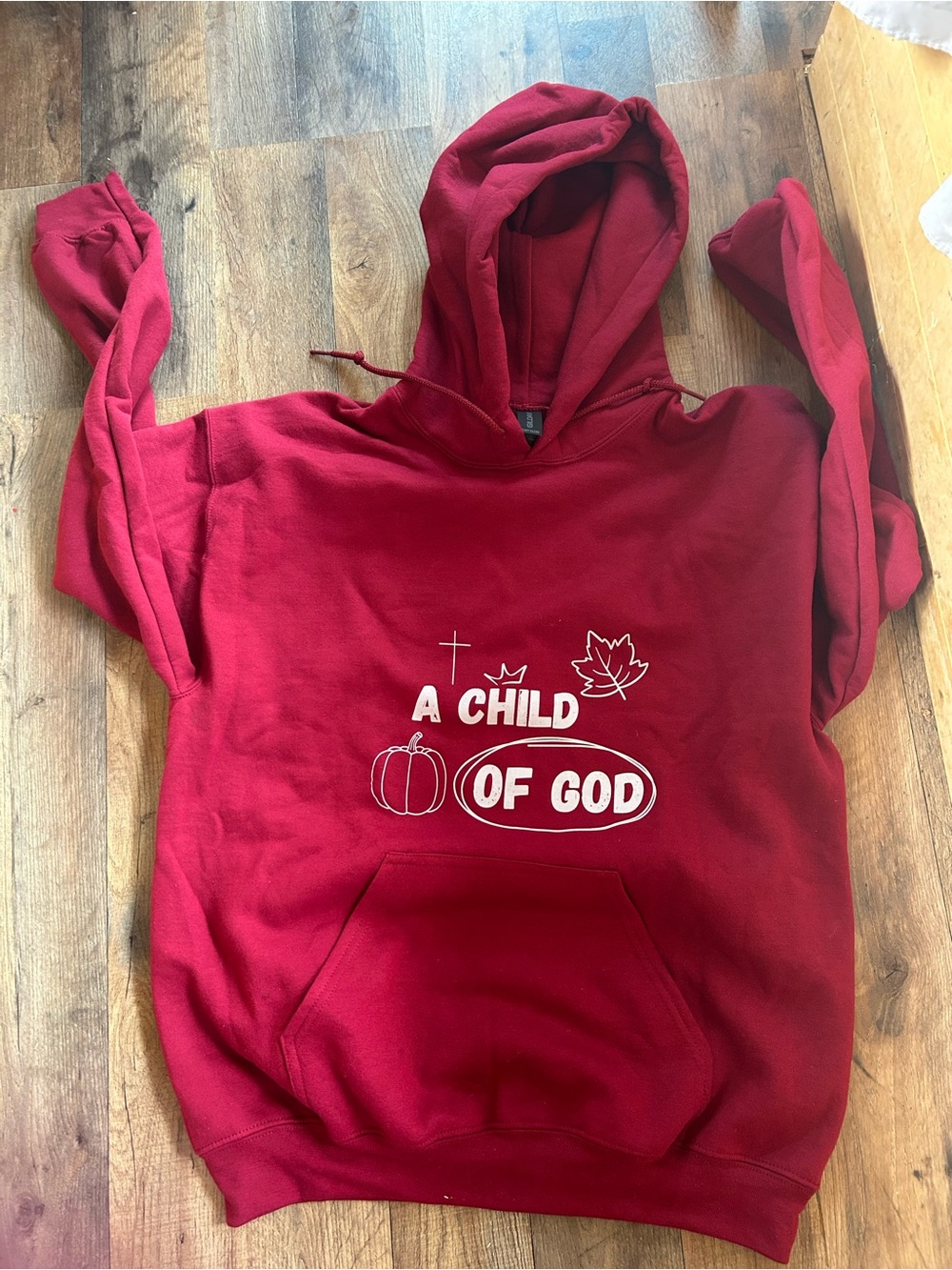 Gildan Red Pullover Hoodie with Faith Graphic